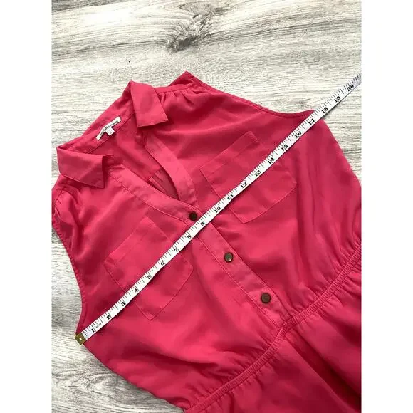 Charlotte Russe Fuchsia Pink Button Up Sleeveless Mini Dress Small S Bright - Picture 13 of 13